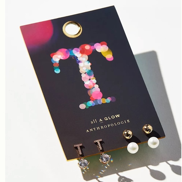 🆕 Anthropologie ‘N’ Monogram Front-Back Initial Statement Earrings - Picture 3 of 6